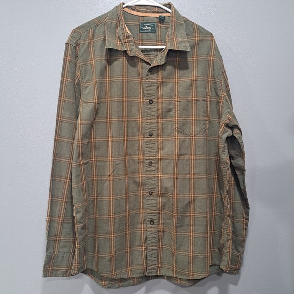 G.H. Bass & Co. Other - GH Bass Mens XL Plaid Button Down Shirt Olive Green Tan Long Sleeve Cotton Blend